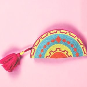 Handcrafted Beaded Multi-Bright Clutch~Perfect for a Fun Night Out~Made in India